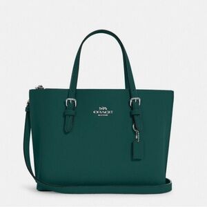 NWT COACH C4084 Mollie Tote 25 In Leather Forest Green